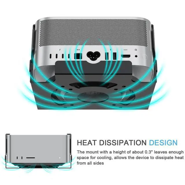 Alt view image 2 of 6 - Heat Dissipation Design Anti-Scratch Inner Aluminum Wall/Vesa Mount for Mac Studio M4 M3 M2 M1 Max/Ultra (Black)