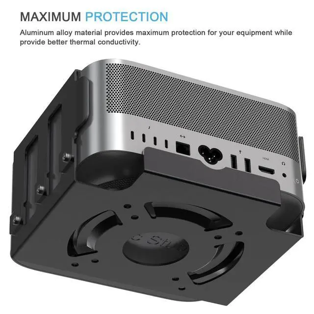 Alt view image 3 of 6 - Heat Dissipation Design Anti-Scratch Inner Aluminum Wall/Vesa Mount for Mac Studio M4 M3 M2 M1 Max/Ultra (Black)