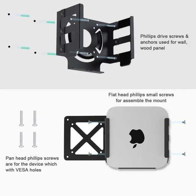 Alt view image 6 of 6 - Heat Dissipation Design Anti-Scratch Inner Aluminum Wall/Vesa Mount for Mac Studio M4 M3 M2 M1 Max/Ultra (Black)