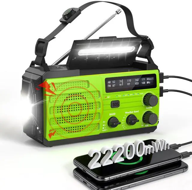 Main image of 22200mWh Emergency Weather Radio with Dual USB Output for Power Outage | Hand Crank Emergency Radio with NOAA/AM/FM, 3-Mode Flashlight &SOS Alarm, Portable Solar Radio for Outdoor & Emergency Supply