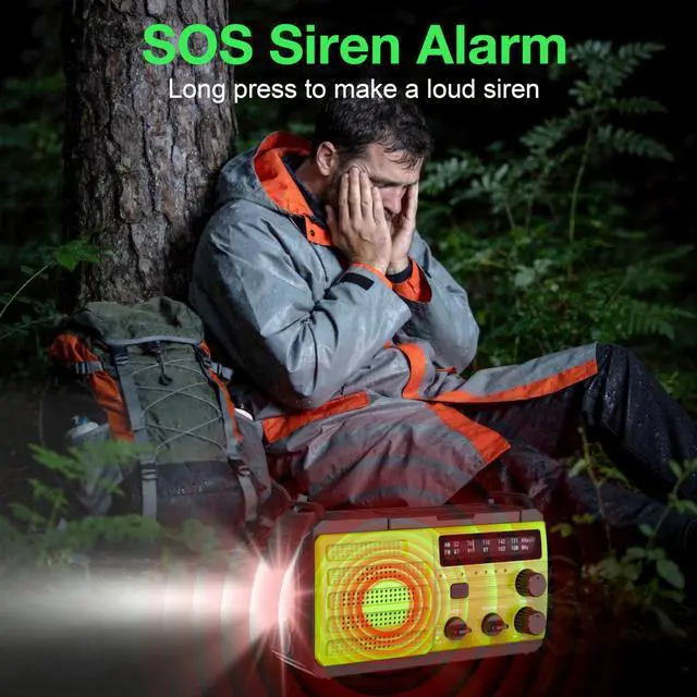 Alt view image 4 of 6 - 22200mWh Emergency Weather Radio with Dual USB Output for Power Outage | Hand Crank Emergency Radio with NOAA/AM/FM, 3-Mode Flashlight &SOS Alarm, Portable Solar Radio for Outdoor & Emergency Supply