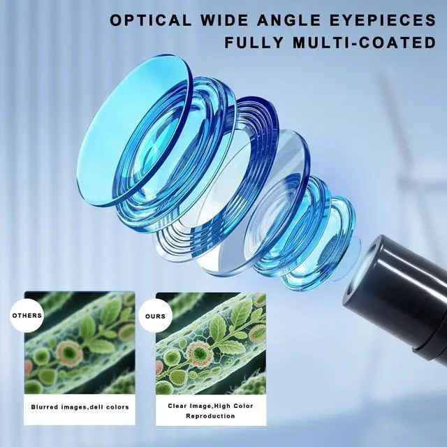 Alt view image 4 of 6 - M2 Dual Power Supply Compound Monocular Microscope 40X-2000X for Adults & Students All-Metal STEM Lab Kit with Glass Optics, Dual LED, Slides & Carry Case