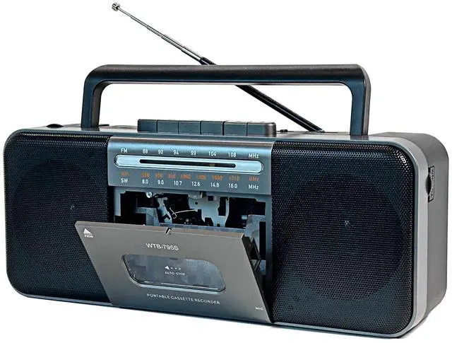 Main image of Portable Cassette Tape Player Recorder,AM/FM/SW Radio with Bluetooth,USB/SD, Big 10W Speaker,Record to Cassette/U Disk/SD Card via Mic, MP3 Converter, Earphone Jack,AC/DC Powered
