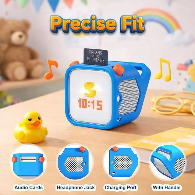 Alt view image 5 of 6 - Silicone Protective Case Compatible with Yoto Player (3rd Gen.)(Blue) | Safe Anti Slip Skin Cover Compatible with Yoto Adventure Jacket, Bump and Wear, Silicone Cover with Easy to Carry Handle