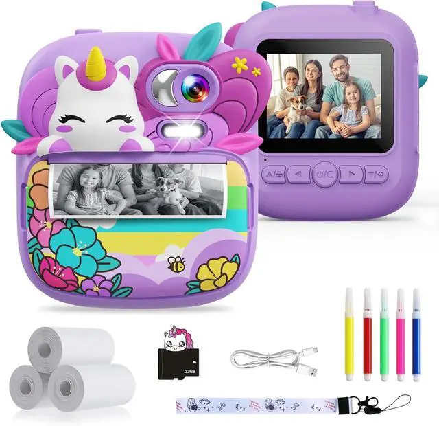Main image of Kids Camera Instant Print, Camera for Kids with Printable Photos, Toddler Camera Toys for Children Ages 3-14, Digital Camera Birthday Gifts for Girls 4 5 6 7 8 9 10 11 12 13 Years Old (Purple)