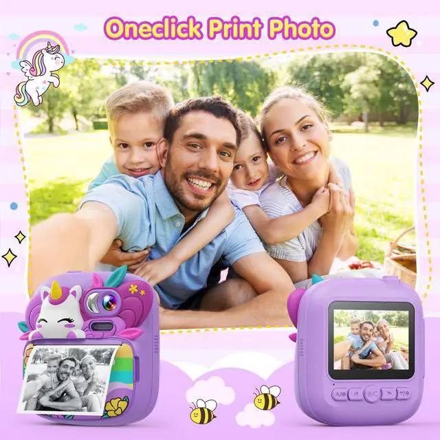 Alt view image 3 of 6 - Kids Camera Instant Print, Camera for Kids with Printable Photos, Toddler Camera Toys for Children Ages 3-14, Digital Camera Birthday Gifts for Girls 4 5 6 7 8 9 10 11 12 13 Years Old (Purple)