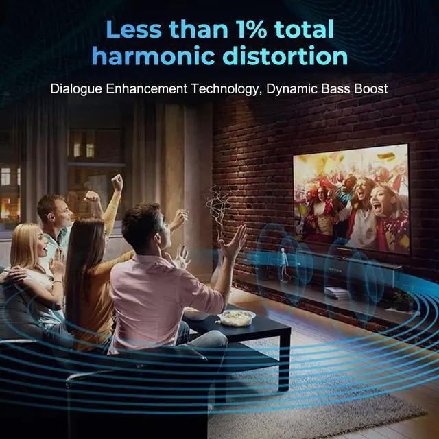 Alt view image 3 of 6 - S3 Sound Bars for TV, Home Theater Audio with Dynamic Bass, 3D Surround Sound System TV Sound Bar, TV Speakers, Bluetooth 5.0/Aux/Optical/Coaxial, 80-Watt, 3Eqs, Wall Mountable, Black