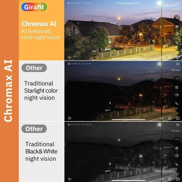 Alt view image 3 of 6 - 5MP 3K Window Camera, 2.4GHz & 5GHz WiFi Indoor Security Camera for Home, ChroMax AI Color Night Vision, Person & Motion Detection, 24/7 Recording, Easy & Quick Install