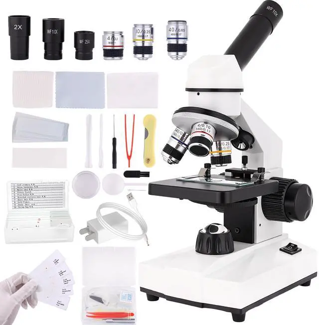 Main image of Compound Microscope, 2000x Magnification, with Smartphone Adapter, Slide Set, Dual LED Illumination System, Adult Microscope, Suitable for Beginners and Laboratory use (Monocular Microscope)