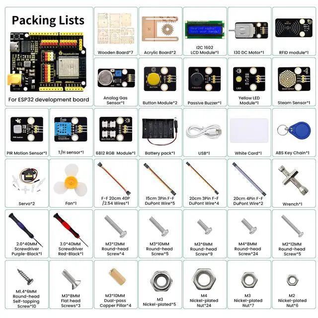 Alt view image 2 of 6 - IOT ESP32 Smart Home Starter Kit for Arduino and Python,Electronics Home Automation Coding Kit, Wooden House DIY Sensor Kit,STEM Educational Set for Adults Teens 15+