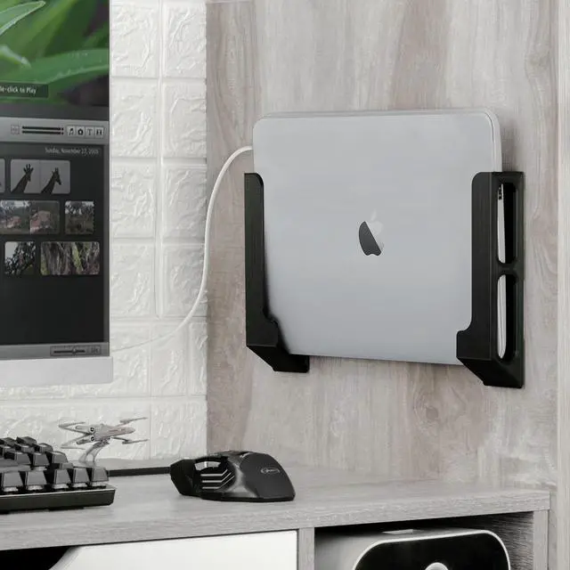 Alt view image 2 of 6 - Wall Mount Laptop Holder with Adhesive & Screw in, 1.2" / 31mm, for Macbooks, Surface, Keyboards, Switch, Tablets & More