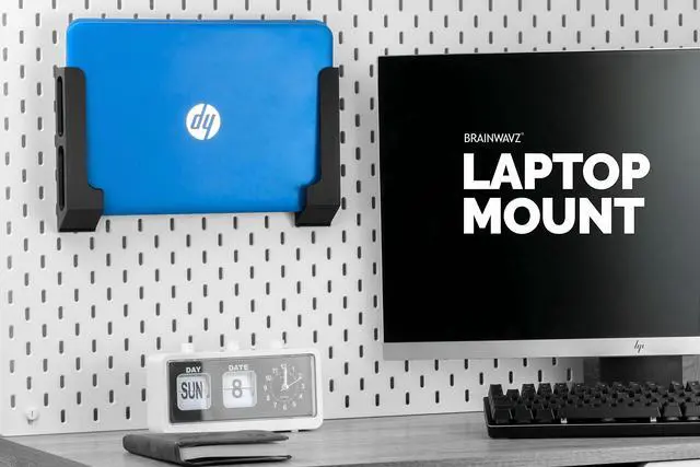 Alt view image 4 of 6 - Wall Mount Laptop Holder with Adhesive & Screw in, 1.2" / 31mm, for Macbooks, Surface, Keyboards, Switch, Tablets & More