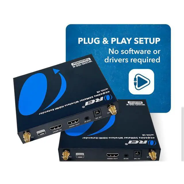 Alt view image 2 of 6 - 4K60Hz Wireless HDMI Extender 165ft, 5.24 GHz Loop-Out IR, Low-Latency | HDMI Transmitter Receiver Wireless HDMI 2.0, HDCP 2.2, 18Gbps, 5.185.24GHz, SSID Pairing, Channel Switching