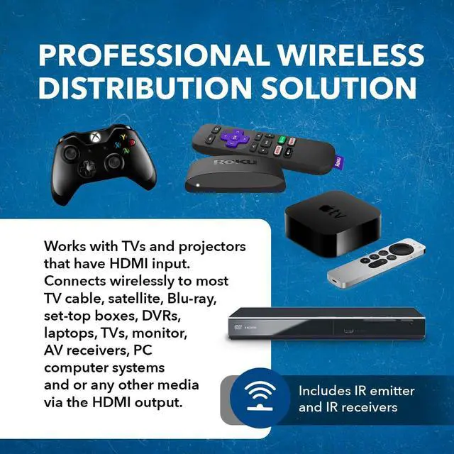 Alt view image 6 of 6 - 4K60Hz Wireless HDMI Extender 165ft, 5.24 GHz Loop-Out IR, Low-Latency | HDMI Transmitter Receiver Wireless HDMI 2.0, HDCP 2.2, 18Gbps, 5.185.24GHz, SSID Pairing, Channel Switching