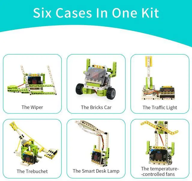 Alt view image 3 of 6 - ELECFREAKS microbit Ring:bit 6-in-1 Starter Kit, Programmable Makecode Coding Learning Kit with 200+ Building Blocks(Without Micro:bit)