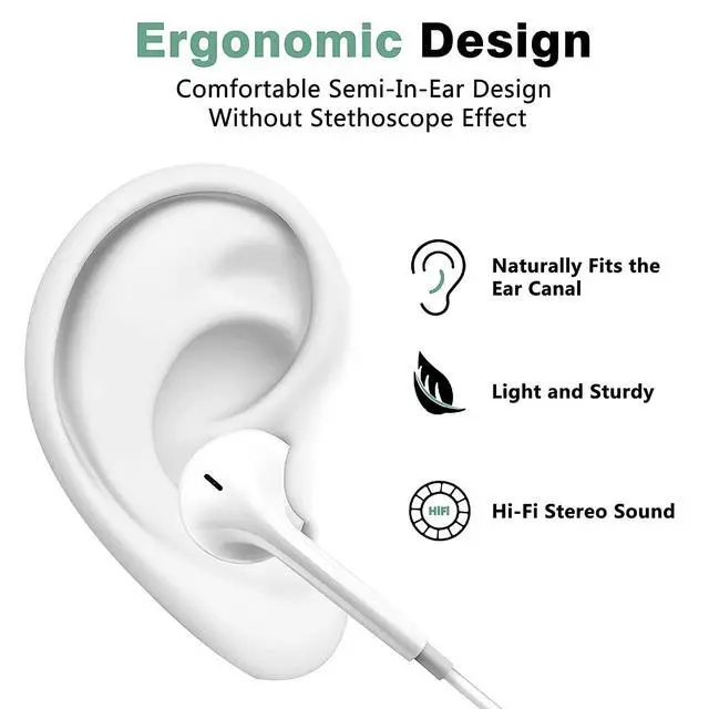 Alt view image 2 of 6 - 2 Packs USB C Wired Headphones for iPhone 17/16/15 Earbuds, Type C Earphones with Mic & Remote Control Noise Cancelling for iPhone 17 16 15 Pro Max Plus, iPad Pro, Galaxy S25/S24 and More