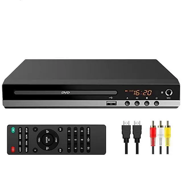 Main image of DVD Player for TV Home CD Player with Remote 1080P HD Compact Player All Region Free HDMI and RCA Cables USB Input, Support Monitor and Projector, New & Old TVs