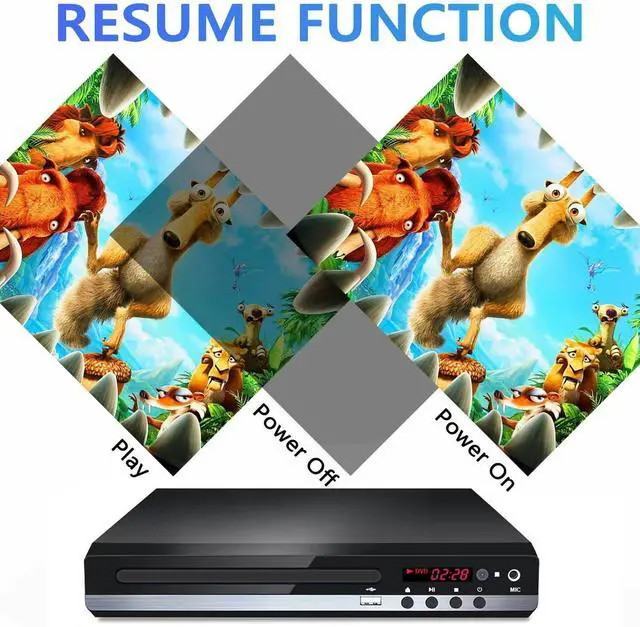 Alt view image 3 of 6 - DVD Player for TV Home CD Player with Remote 1080P HD Compact Player All Region Free HDMI and RCA Cables USB Input, Support Monitor and Projector, New & Old TVs