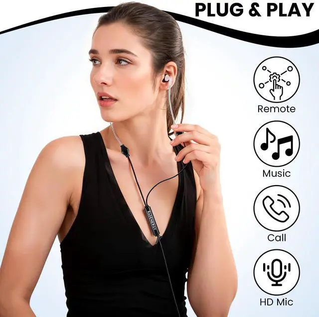 Alt view image 3 of 6 - Airtube Headphones, EMF Free Earbuds, USB-C, 3D Sound | Microphone Volume Control, Zipper Bags, for Work Meetings, Sleep, Gym, High Audio Quality Devices