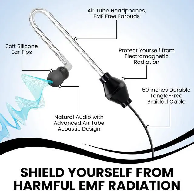 Alt view image 6 of 6 - Airtube Headphones, EMF Free Earbuds, USB-C, 3D Sound | Microphone Volume Control, Zipper Bags, for Work Meetings, Sleep, Gym, High Audio Quality Devices