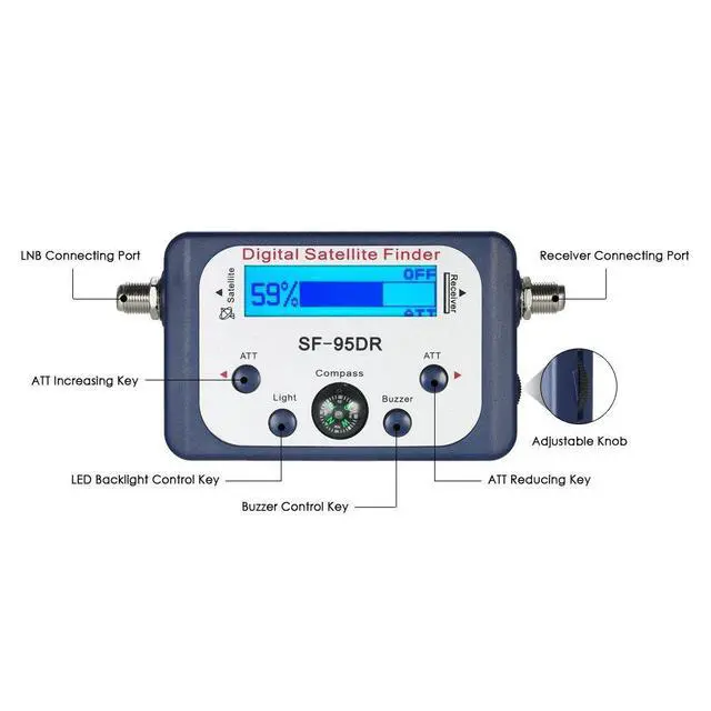 Alt view image 2 of 6 - Digital Satellite Finder for Dish DirectTV FTA, Signal Meter | Support 950-2150MHz Ku-Band, Audio Tone & LED Indicators for Easy Alignment, Bulit-in Compass