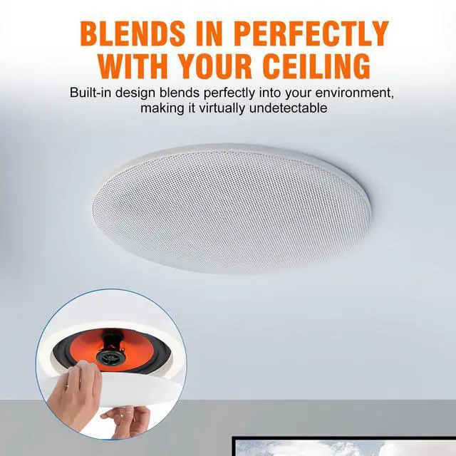 Alt view image 2 of 6 - 4 Inch in-Ceiling Speakers, 240W Peak (120W Each) Passive Flush Mount Speakers for Home Theater, Multi-Room Audio, Indoor & Covered Patio (2 Speakers)