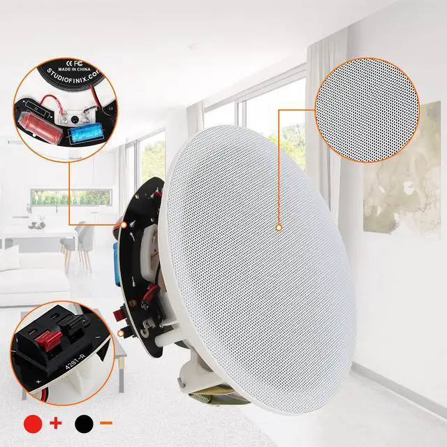 Alt view image 4 of 6 - 4 Inch in-Ceiling Speakers, 240W Peak (120W Each) Passive Flush Mount Speakers for Home Theater, Multi-Room Audio, Indoor & Covered Patio (2 Speakers)