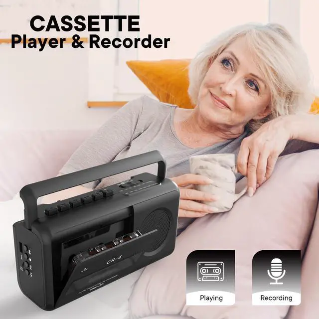 Alt view image 2 of 6 - Portable Cassette Tape Player Recorder Boombox Radio | Convert AM/FM and MP3 to Tapes, Builtin Microphone for Voice Recording, Play TF/USB with Earphone Jack