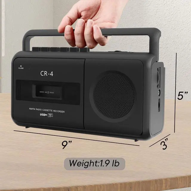 Alt view image 5 of 6 - Portable Cassette Tape Player Recorder Boombox Radio | Convert AM/FM and MP3 to Tapes, Builtin Microphone for Voice Recording, Play TF/USB with Earphone Jack