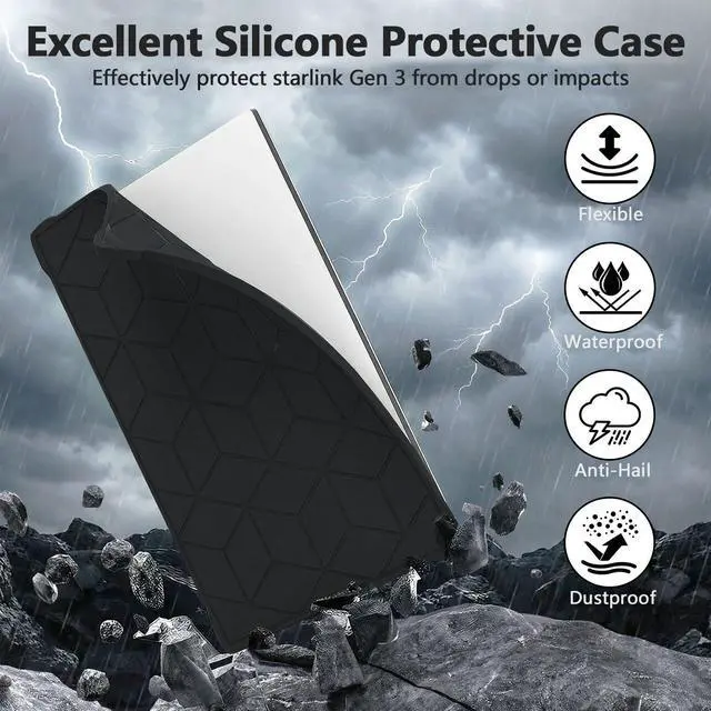 Alt view image 6 of 6 - Gen 3 Starlink Protective Cover Case, Compatible with Starlink Standard Gen 3 Dish, Outdoor Protection Cover for RV, Camping, Home Roof and Travel Setup, Black