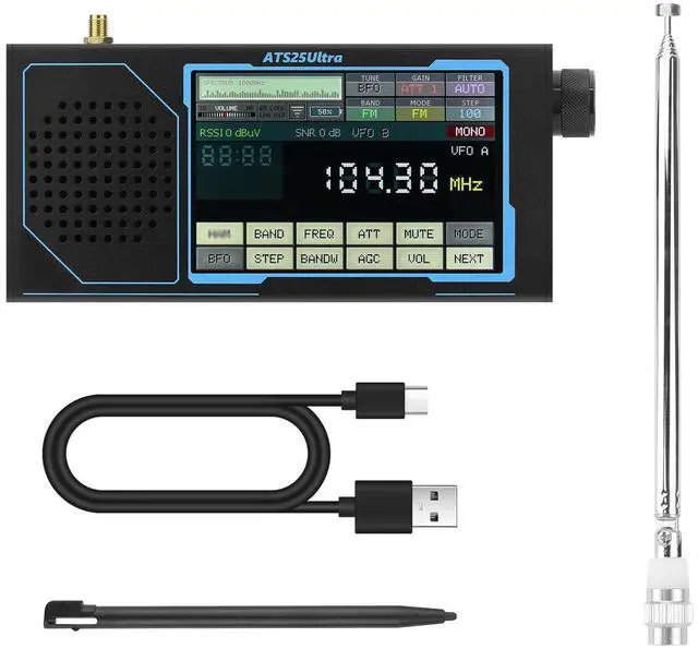 Main image of ATS25 Ultra Portable 4 Touchscreen Audio Receiver with Multi-Mode Playback, USB & AUX Input, Visual Level Display