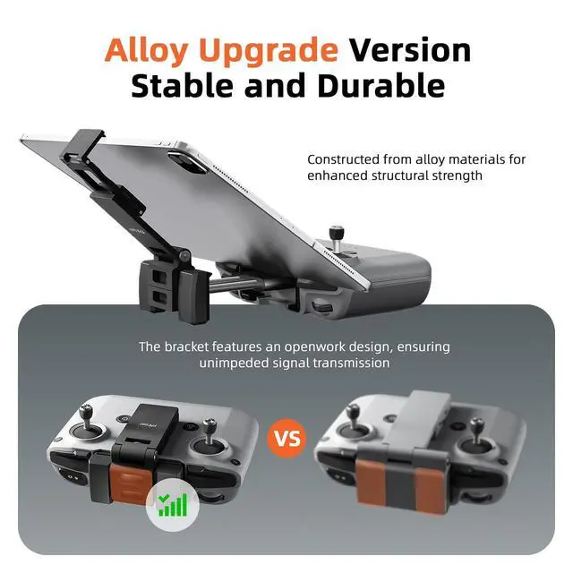 Alt view image 3 of 6 - No Disassembly Tablet Holder for DJI Mini 5/4/3 Pro/Mini 4K/2 SE/Neo/Air 3 / Flip, 7-12 Inch Foldable iPad Mount Holder, Include Lanyard and 2 Cables for DJI RC-N1/RC-N2/RC-N3