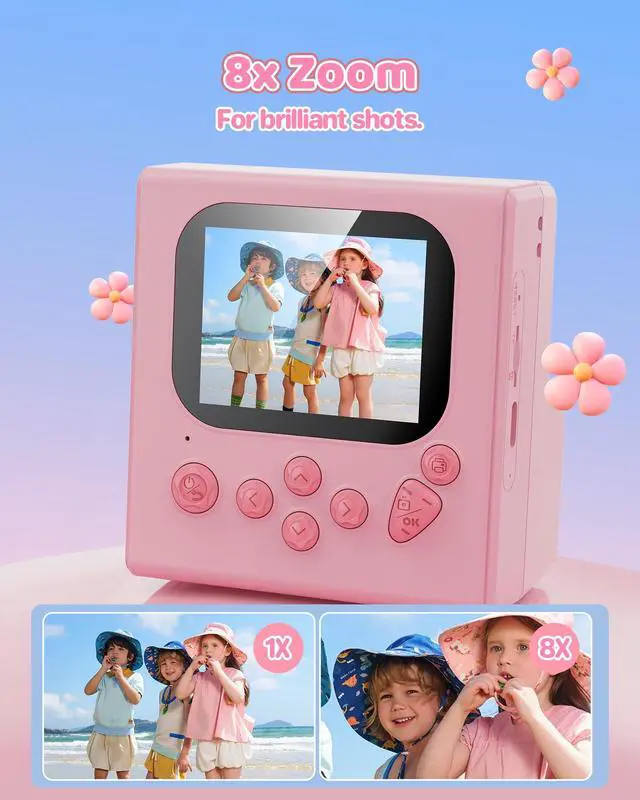 Alt view image 4 of 6 - Kids Camera Instant Print Pink: 32G Instant Print Camera for Kids -1080P HD - Christmas Birthday for Girls Age 3-12 - Ideal Toy for 3 4 5 6 7 8 9 10 11 12 Girls Boys