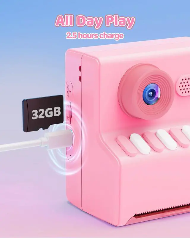 Alt view image 6 of 6 - Kids Camera Instant Print Pink: 32G Instant Print Camera for Kids -1080P HD - Christmas Birthday for Girls Age 3-12 - Ideal Toy for 3 4 5 6 7 8 9 10 11 12 Girls Boys
