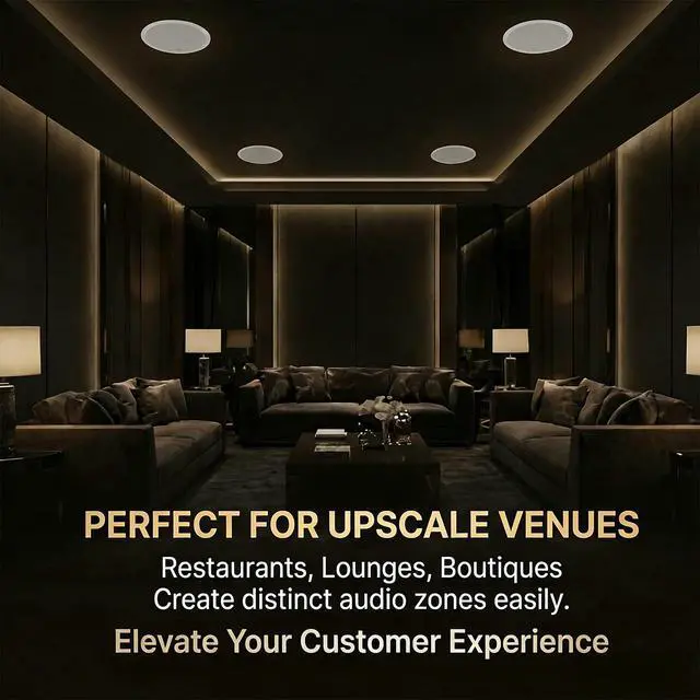 Alt view image 2 of 6 - 6 Inch 70V Commercial Ceiling Speakers, High-Fidelity Audio, Effortless Installation, Wide Sound Coverage, Ideal for Restaurants, Offices and Commercial Spaces (White, 4-Pack)