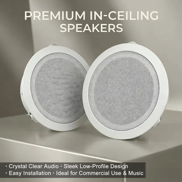 Alt view image 5 of 6 - 6 Inch 70V Commercial Ceiling Speakers, High-Fidelity Audio, Effortless Installation, Wide Sound Coverage, Ideal for Restaurants, Offices and Commercial Spaces (White, 4-Pack)
