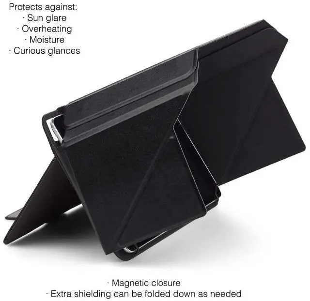 Alt view image 2 of 6 - 4-in-1 Tablet/iPad Sun Shade Lux Cover with Built-in Hood - Screen Shade, Privacy, Heat Protection, Contrast Enhancement - Universal Self-Standing Cover for 9,7-11 - Black