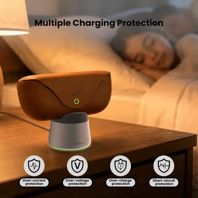 Alt view image 6 of 6 - RayDock Charging Stand for Ray-Ban Meta Glasses Case (Gen 1 & 2) | Aluminum, LED Light Charging Dock, Stable Anti-Slip, Smart Glasses Accessories, Display for Home & Office, Silver