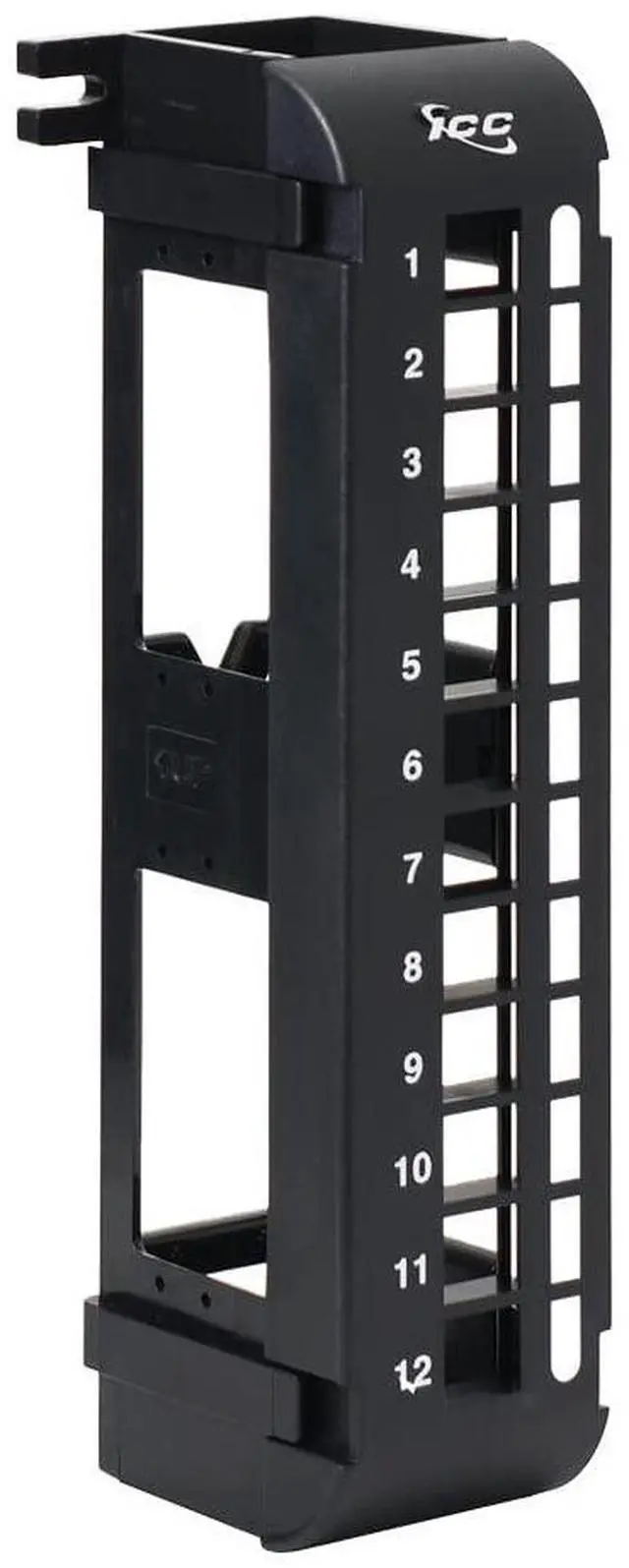 Main image of 12-Port Blank Keystone Patch Panel with 89U Wall Mount Bracket, Works Only with Slim Profile Keystone Jacks, UL Listed, IC107BP12V