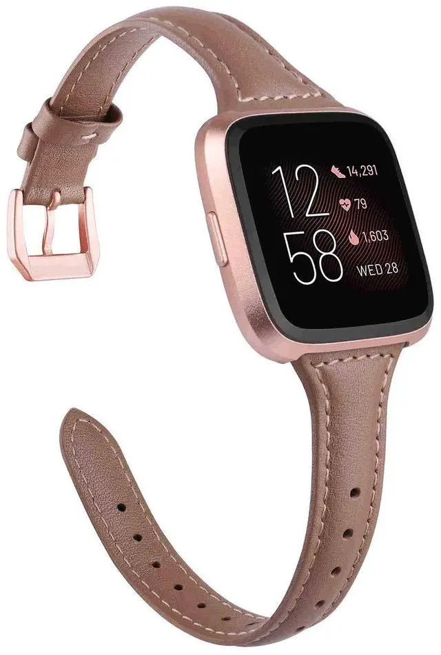 Main image of Leather Strap Compatible with Fitbit Versa 2/Versa Watch Bands Women Men Slim Genuine Leather Wristbands Replacement for Versa Lite/Versa 2 Special Edition Classic Accessorie Multi Colors