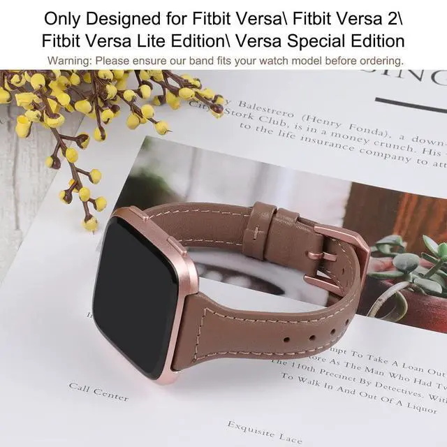 Alt view image 3 of 6 - Leather Strap Compatible with Fitbit Versa 2/Versa Watch Bands Women Men Slim Genuine Leather Wristbands Replacement for Versa Lite/Versa 2 Special Edition Classic Accessorie Multi Colors