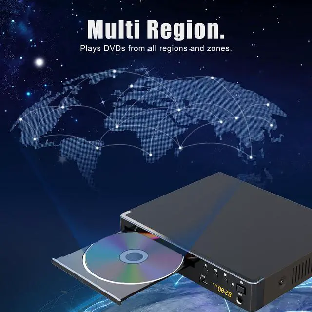 Alt view image 4 of 6 - DVD Players HDMI for TV, Compact Multi Region DVD Player | with Full HD Picture Quality,Anti-Skip,No Picture Freeze,Noise Cancellation,Microphone Port,USB Playback