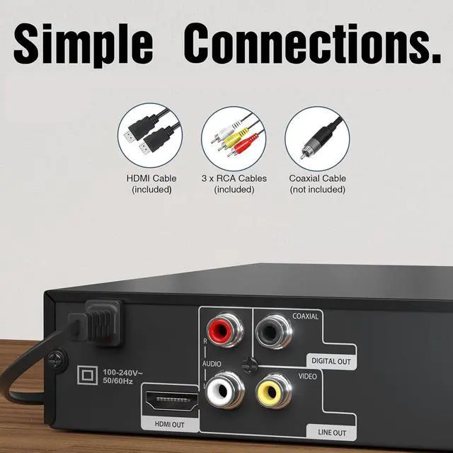 Alt view image 5 of 6 - DVD Players HDMI for TV, Compact Multi Region DVD Player | with Full HD Picture Quality,Anti-Skip,No Picture Freeze,Noise Cancellation,Microphone Port,USB Playback
