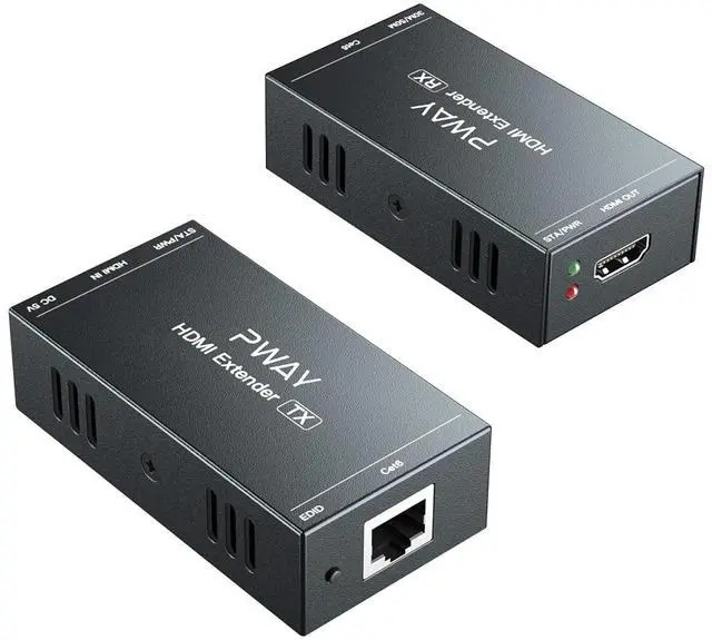 Main image of HDMI Extender 165ft Over Single Cat5e/6 Ethernet, Extend 1080P@60Hz Video No Delay, Transmit Audio Video Synchronously, Support 3D, POC, EDID