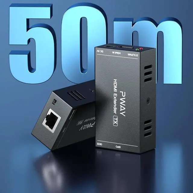 Alt view image 4 of 6 - HDMI Extender 165ft Over Single Cat5e/6 Ethernet, Extend 1080P@60Hz Video No Delay, Transmit Audio Video Synchronously, Support 3D, POC, EDID