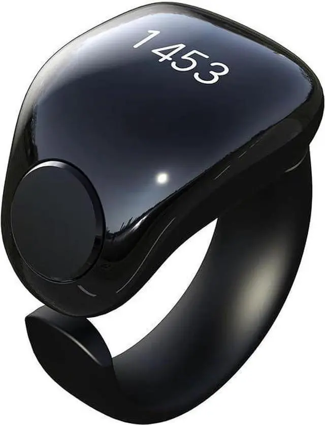 Main image of Tasbih Zikr Smart Ring Clock, Adjustable Counter, 3 Sizes (18/20/22mm), APP Support Digital Counter Prayer Reminder Ring, Waterproof 4 Digit Finger Counter Zikr Ring for Muslims (Black)