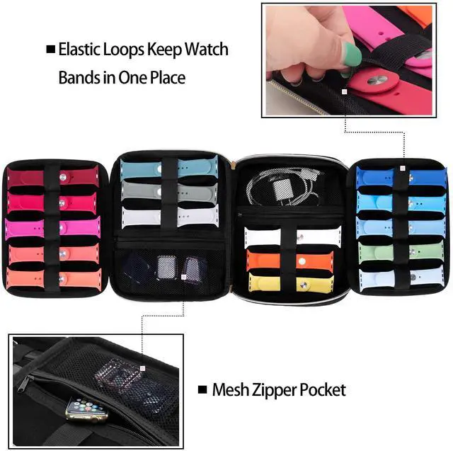 Alt view image 2 of 6 - 26 Watch Band Storage Case, Watch Band Organizer Holder, Black | Compatible with All Series Apple Watch Bands & Smart Watch Bands, Travel Organizer Fit for Most Sizes of Watch Straps