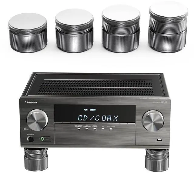 Main image of Adjustable Speaker Isolation Feet, Anti-Vibration, 4 Pack, Gray | 0.9-1.5 Inch Adjustable, 500 lbs Capacity, Metal Non-Slip Silicone, Speaker Subwoofer Turntable, Vibration Damping Set of 4