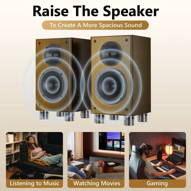 Alt view image 6 of 6 - Adjustable Speaker Isolation Feet, Anti-Vibration, 4 Pack, Gray | 0.9-1.5 Inch Adjustable, 500 lbs Capacity, Metal Non-Slip Silicone, Speaker Subwoofer Turntable, Vibration Damping Set of 4