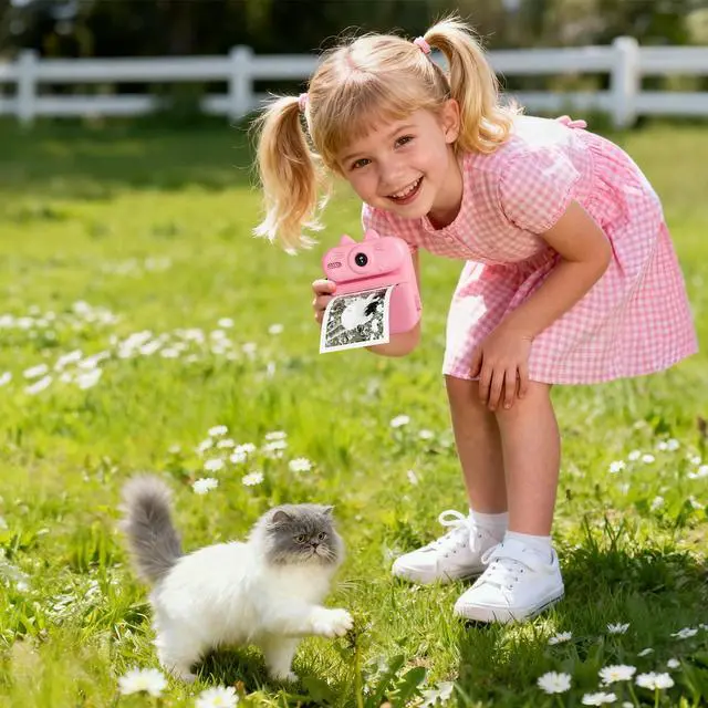 Alt view image 3 of 6 - Kids Camera Instant Print: 1080P Camera for Kids, Pink Cat | Instant Camera, 32G SD Card - Lanyard - Christmas Birthday Gifts for Girls Boys - Portable Toy for 3 4 5 6 7 8 9 10 Years Old